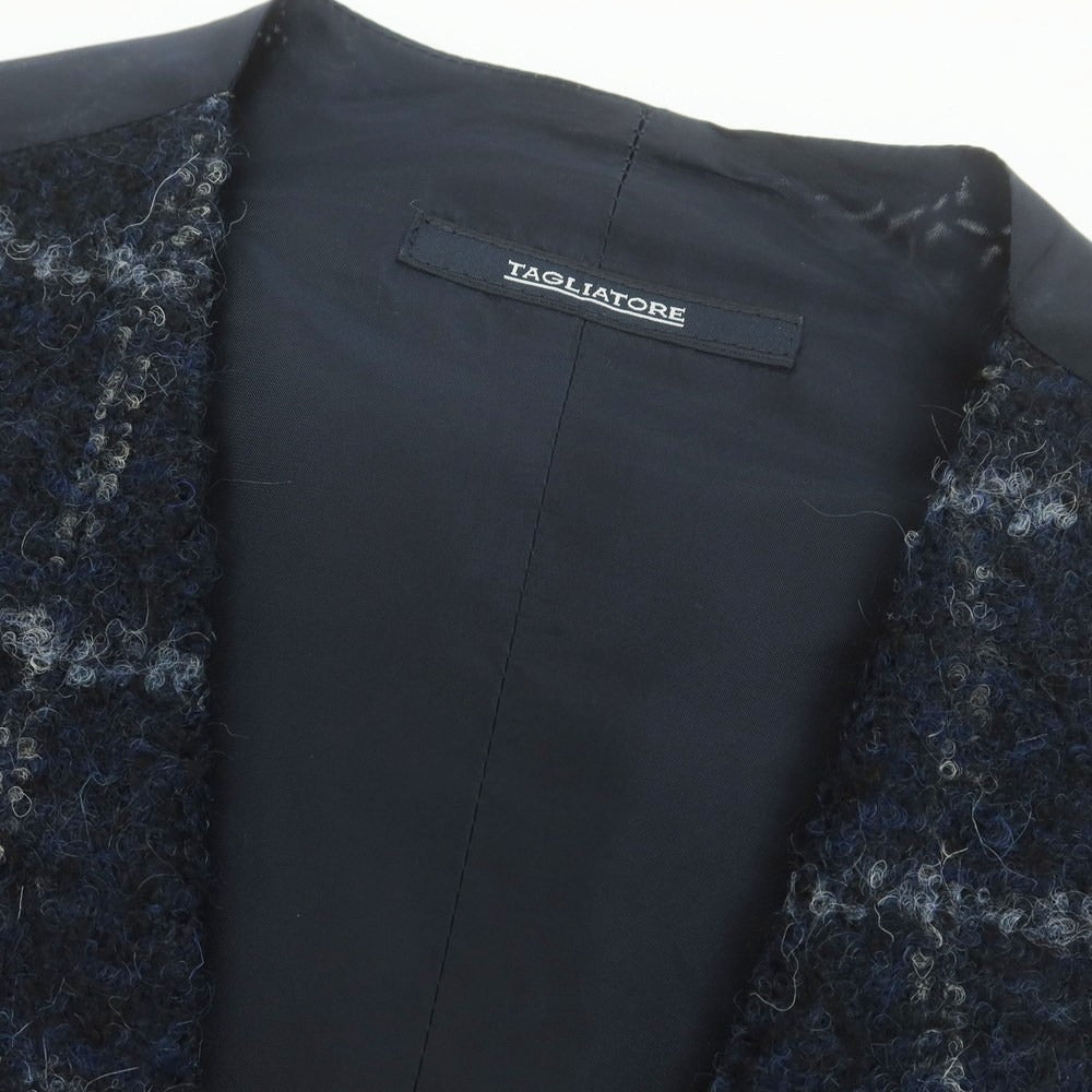 【中古】タリアトーレ TAGLIATORE ウールポリエステル チェック ドレス系ジレ ベスト ダークネイビーxグレー【 48 】【 状態ランクB 】【 メンズ 】