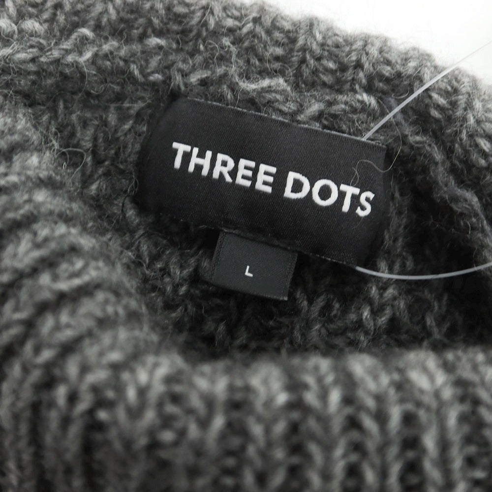 【中古】スリードッツ three dots ウールアクリルアルパカ タートルネック プルオーバーニット グレー【 L 】【 状態ランクB 】【 メンズ 】