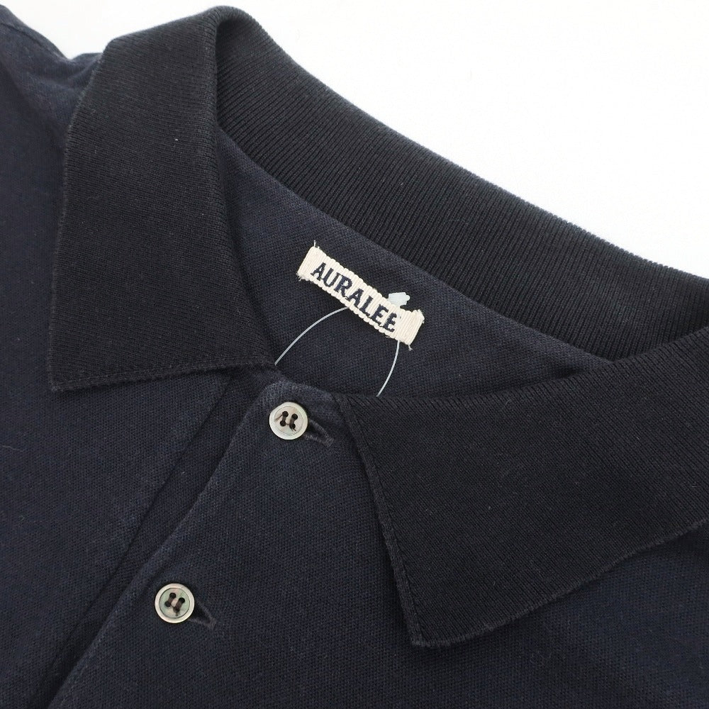 【中古】オーラリー AURALEE コットン オーバーサイズ 半袖ポロシャツ ダークネイビー【サイズ3】【 状態ランクC 】【 メンズ 】