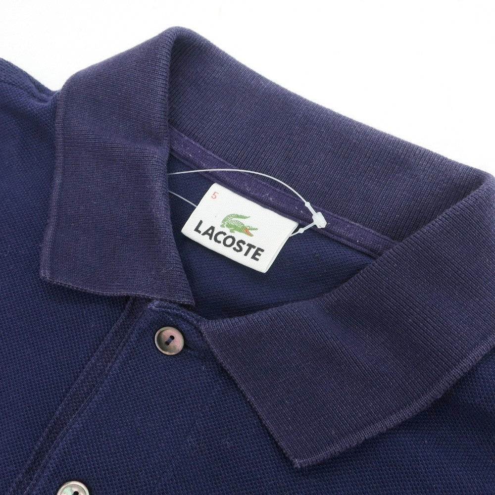 【中古】ラコステ LACOSTE 鹿の子 コットン 半袖ポロシャツ ネイビー【サイズ5】【 状態ランクC 】【 メンズ 】