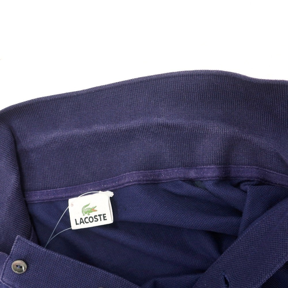 【中古】ラコステ LACOSTE 鹿の子 コットン 半袖ポロシャツ ネイビー【サイズ5】【 状態ランクC 】【 メンズ 】