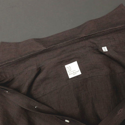 【中古】マリアサンタンジェロ Maria Santangelo リネン ワイドカラー カジュアルシャツ ダークブラウン【サイズ41】【 状態ランクB 】【 メンズ 】
