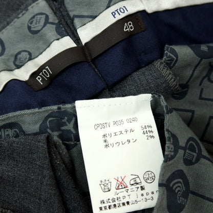 【中古】ピーティーゼロウーノ PT01 TRAVELLER ストレッチ ポリエステルウール ドレススラックスパンツ グレー【サイズ48】【 状態ランクB 】【 メンズ 】