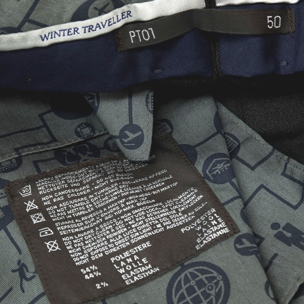 【中古】ピーティーゼロウーノ PT01 WINTER TRAVELLER ストレッチ ポリエステルウール ドレススラックスパンツ ダークグレー【サイズ50】【 状態ランクA 】【 メンズ 】