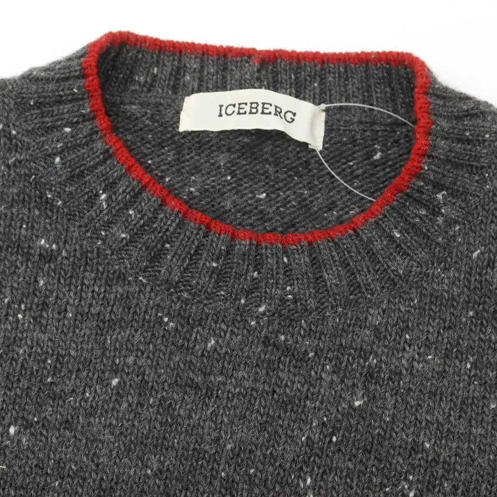 【中古】アイスバーグ ICEBERG × PEANUTS ストレッチ ウールアクリル プルオーバーニット グレーxレッド【 M 】【 状態ランクB 】【 メンズ 】