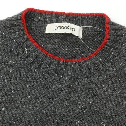 【中古】アイスバーグ ICEBERG × PEANUTS ストレッチ ウールアクリル プルオーバーニット グレーxレッド【 M 】【 状態ランクB 】【 メンズ 】
