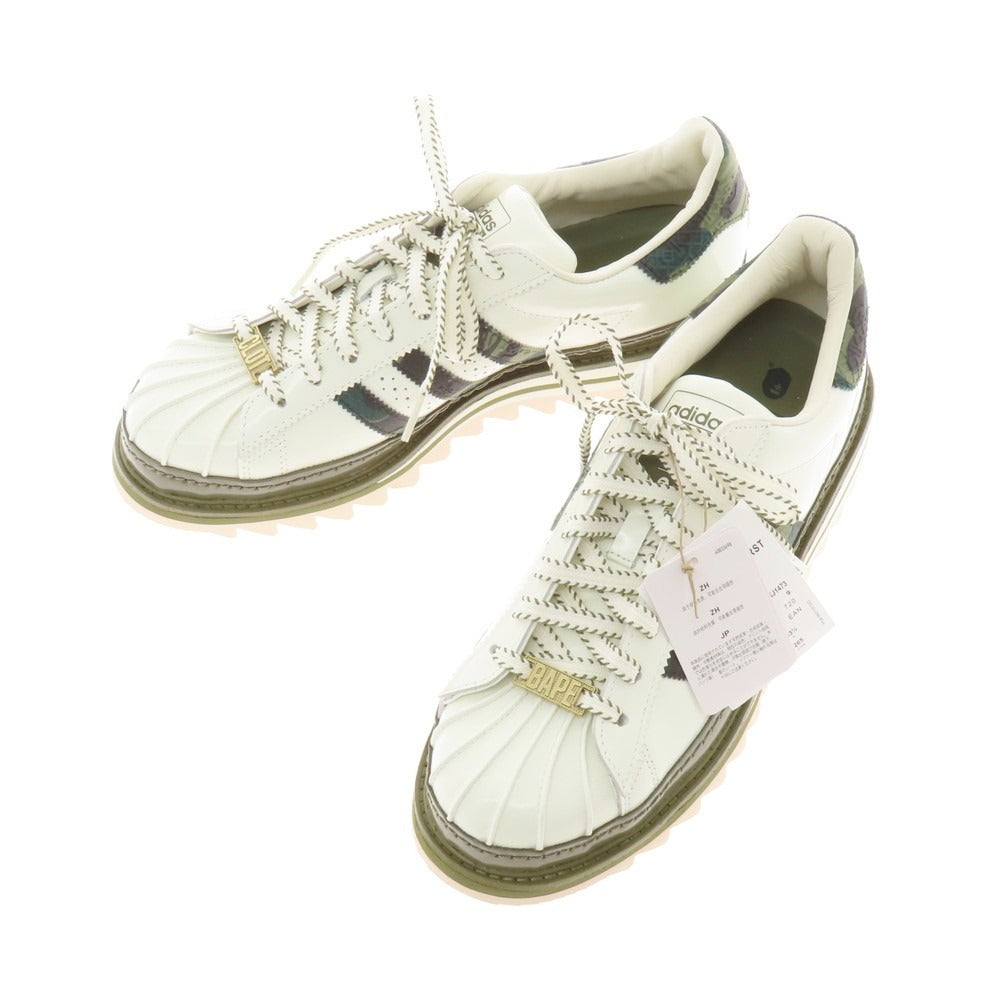 【中古】【未使用】クロット CLOT × A BATHING APE adidas Superstar スニーカー ホワイト系xオリーブ【 サイズ27.5 】【 状態ランクS 】【 メンズ 】 [BPD]