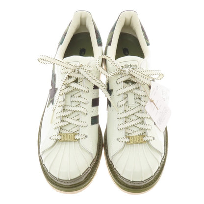 【中古】【未使用】クロット CLOT × A BATHING APE adidas Superstar スニーカー ホワイト系xオリーブ【 27.5 】【 状態ランクS 】【 メンズ 】