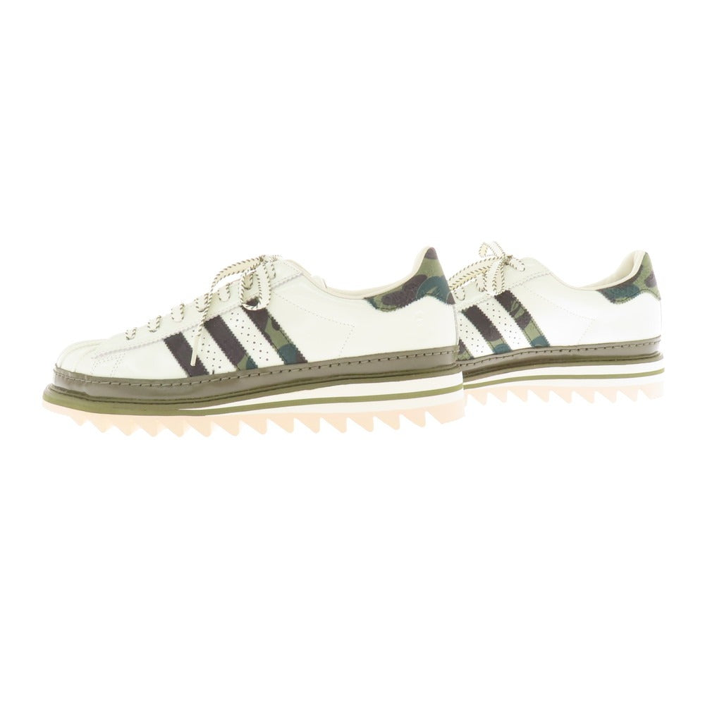 【中古】【未使用】クロット CLOT × A BATHING APE adidas Superstar スニーカー ホワイト系xオリーブ【 サイズ27.5 】【 状態ランクS 】【 メンズ 】 [BPD]