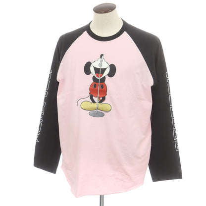 【中古】シュプリーム Supreme × Number (N)ine、Mickey Mouse 2025年秋冬 Raglan L/S Top 長袖Ｔシャツ ピンクxブラック【 XL 】【 状態ランクA 】【 メンズ 】