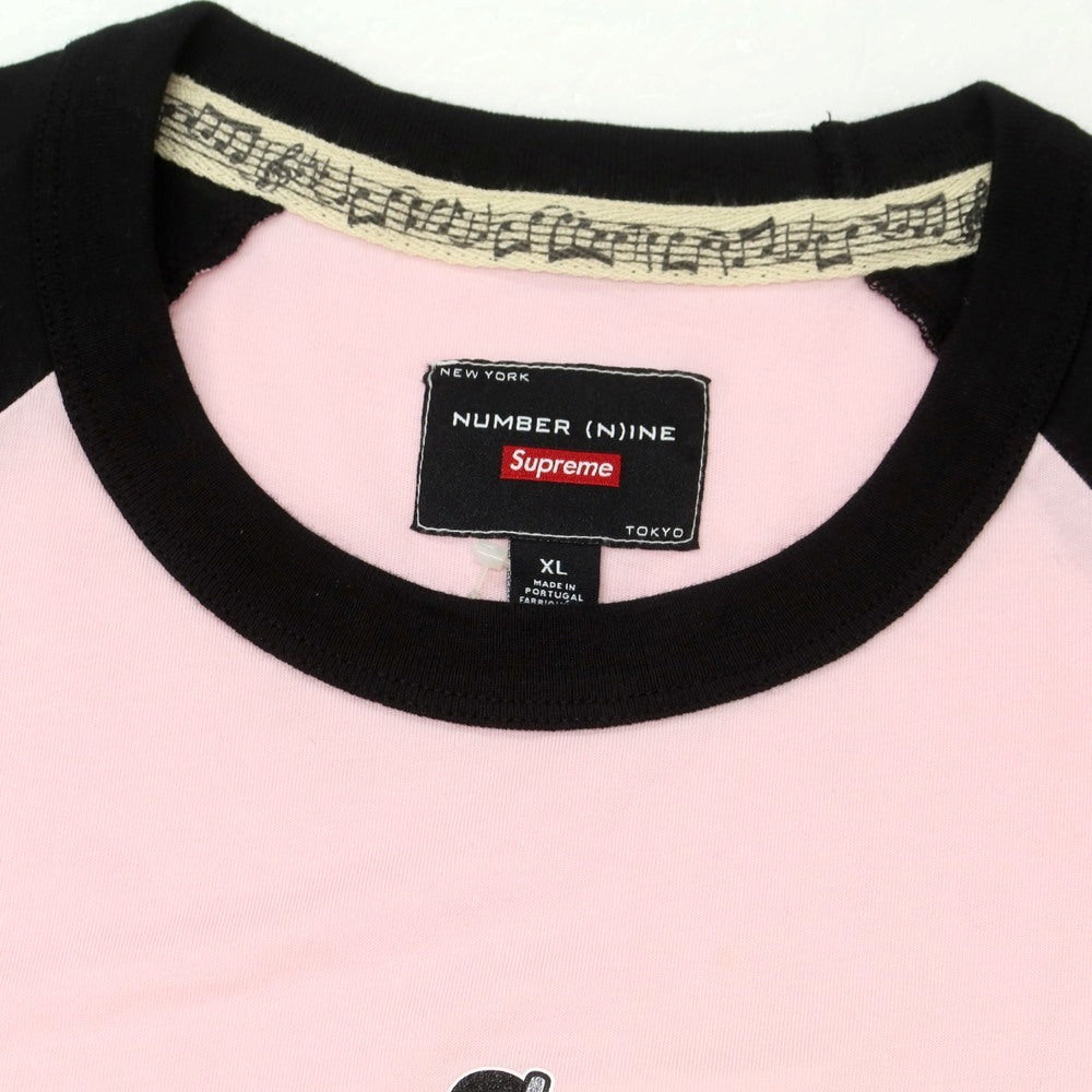 【中古】シュプリーム Supreme × Number (N)ine、Mickey Mouse 2025年秋冬 Raglan L/S Top 長袖Ｔシャツ ピンクxブラック【 XL 】【 状態ランクA 】【 メンズ 】