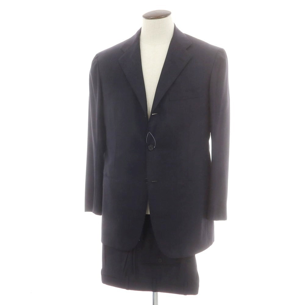 【中古】キートン Kiton SUPER180’S 14micron ウール ストライプ 3つボタンスーツ ネイビー【 50 】【 状態ランクB 】【 メンズ 】