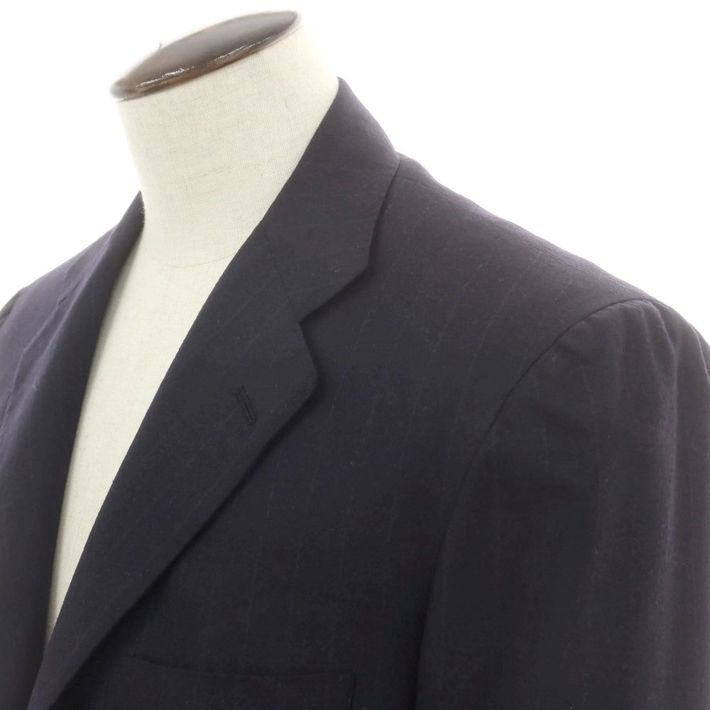 【中古】キートン Kiton SUPER180’S 14micron ウール ストライプ 3つボタンスーツ ネイビー【 50 】【 状態ランクB 】【 メンズ 】