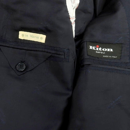 【中古】キートン Kiton SUPER180’S 14micron ウール ストライプ 3つボタンスーツ ネイビー【 50 】【 状態ランクB 】【 メンズ 】