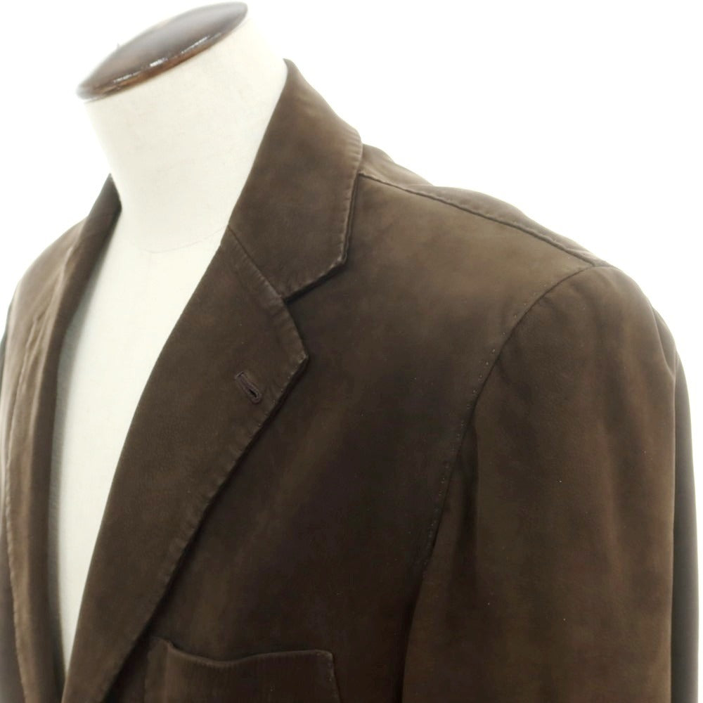 【中古】チェーザレ アットリーニ Cesare Attolini ヌバックレザー テーラードジャケット ブラウン【 52 】【 状態ランクB 】【 メンズ 】