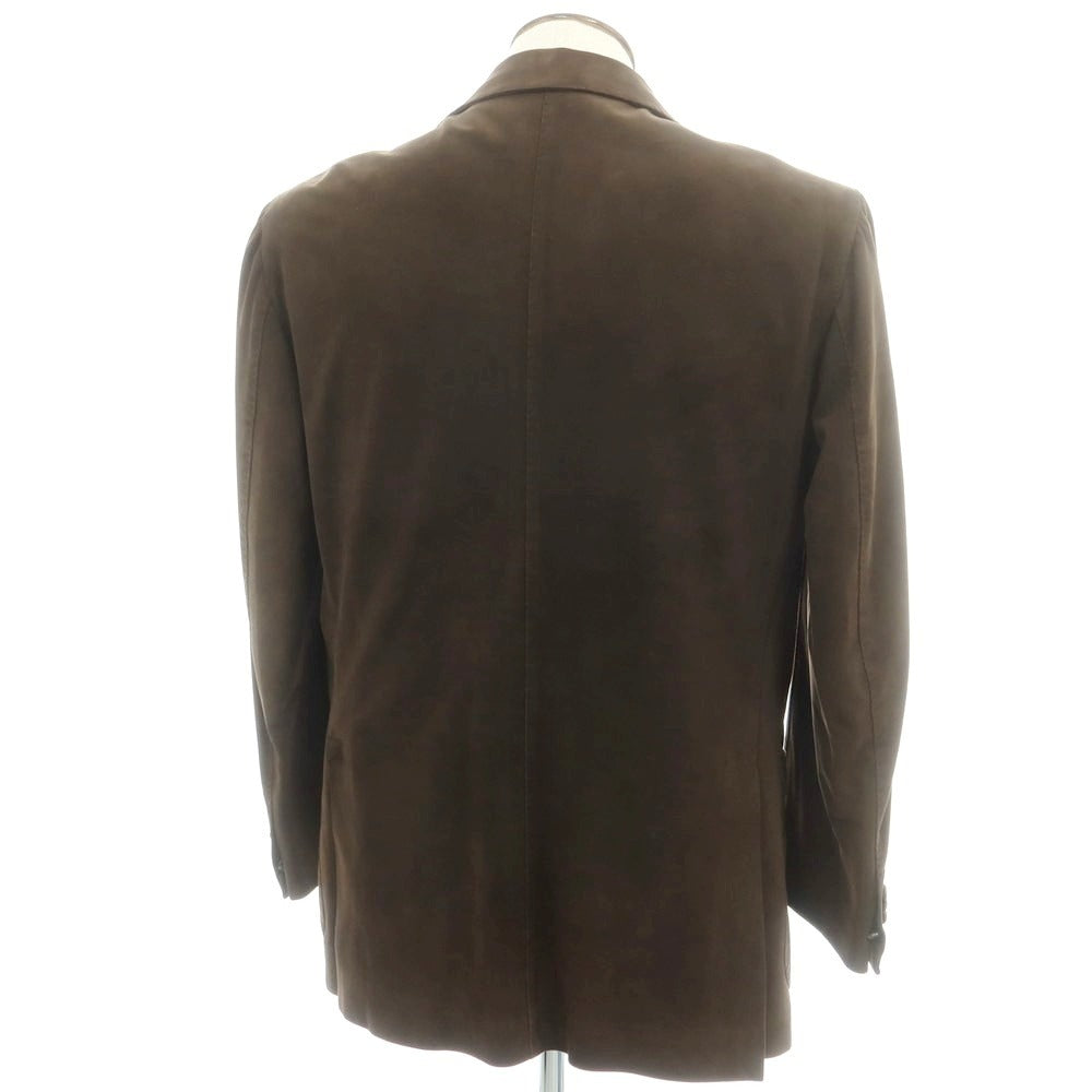 【中古】チェーザレ アットリーニ Cesare Attolini ヌバックレザー テーラードジャケット ブラウン【 52 】【 状態ランクB 】【 メンズ 】