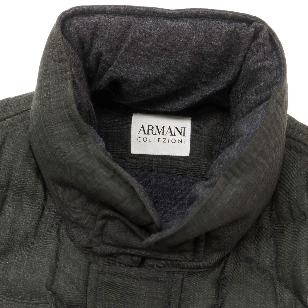 【中古】アルマーニ コレッツォーニ ARMANI COLLEZIONI ポリエステルウール スタンドカラー キルティング ダウンジャケット ダークグレー【 52 】【 状態ランクC 】【 メンズ 】