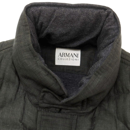 【中古】アルマーニ コレッツォーニ ARMANI COLLEZIONI ポリエステルウール スタンドカラー キルティング ダウンジャケット ダークグレー【 52 】【 状態ランクC 】【 メンズ 】
