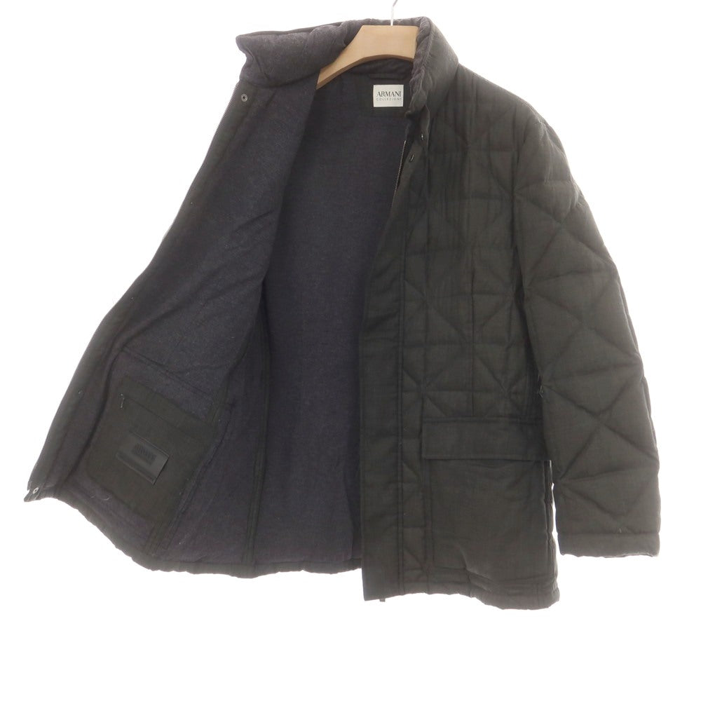 【中古】アルマーニ コレッツォーニ ARMANI COLLEZIONI ポリエステルウール スタンドカラー キルティング ダウンジャケット ダークグレー【 52 】【 状態ランクC 】【 メンズ 】