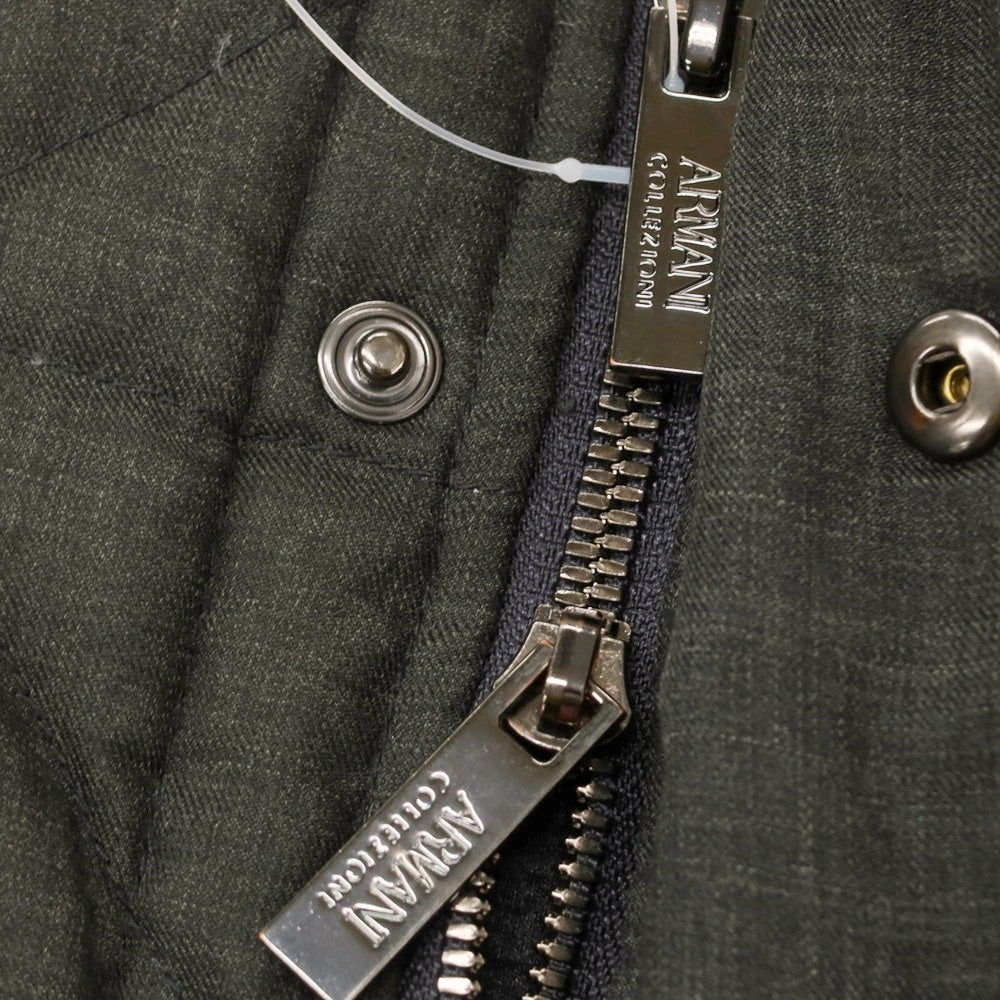 【中古】アルマーニ コレッツォーニ ARMANI COLLEZIONI ポリエステルウール スタンドカラー キルティング ダウンジャケット ダークグレー【 52 】【 状態ランクC 】【 メンズ 】