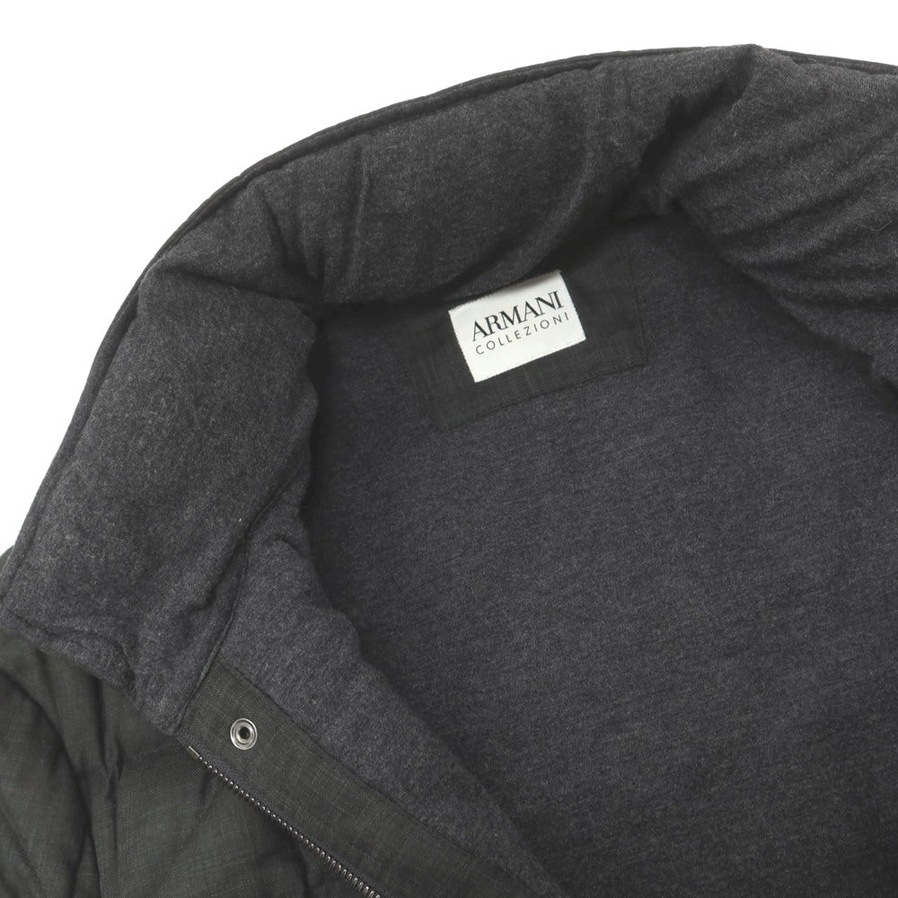 【中古】アルマーニ コレッツォーニ ARMANI COLLEZIONI ポリエステルウール スタンドカラー キルティング ダウンジャケット ダークグレー【サイズ52】【 状態ランクC 】【 メンズ 】[CPD]