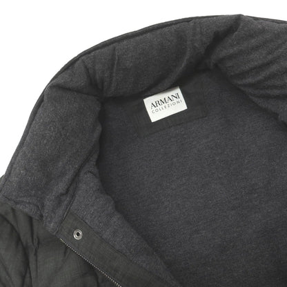 【中古】アルマーニ コレッツォーニ ARMANI COLLEZIONI ポリエステルウール スタンドカラー キルティング ダウンジャケット ダークグレー【 52 】【 状態ランクC 】【 メンズ 】