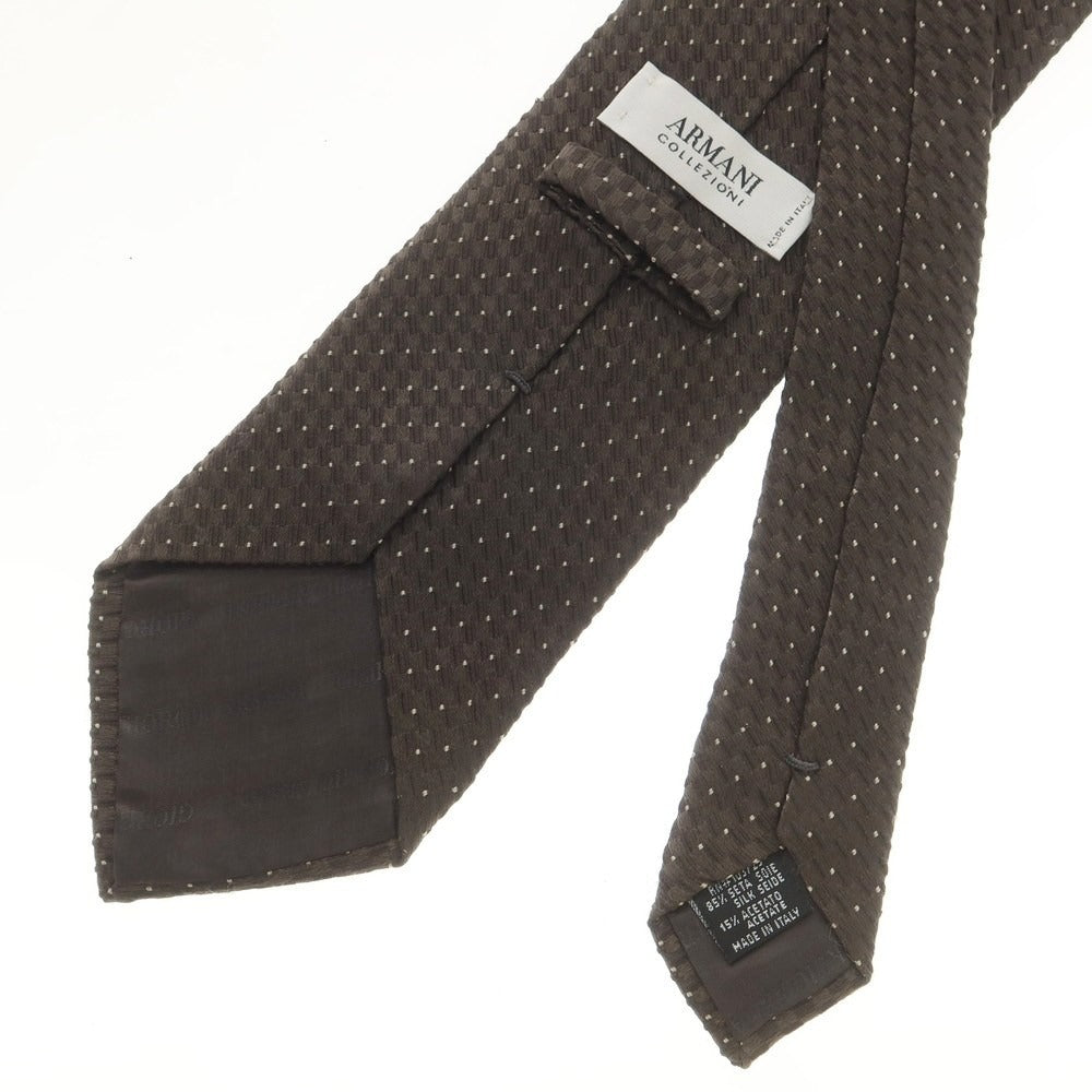 【中古】アルマーニ コレッツォーニ ARMANI COLLEZIONI シルクアセテート ドット柄ネクタイ ブラウン【 状態ランクB 】【 メンズ 】