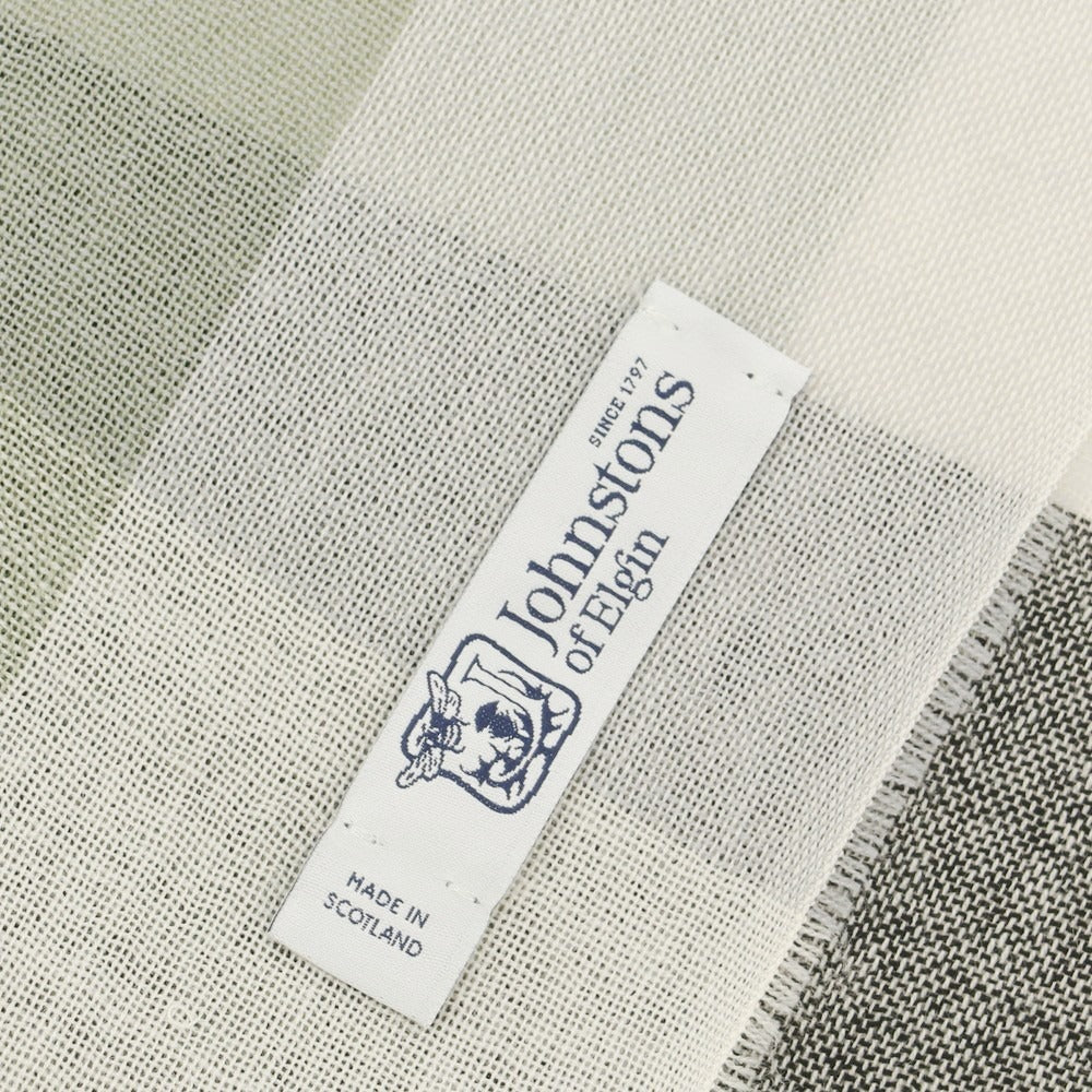 【中古】ジョンストンズ JOHNSTONS ウール ストール セージxグレー【 状態ランクA 】【 メンズ 】