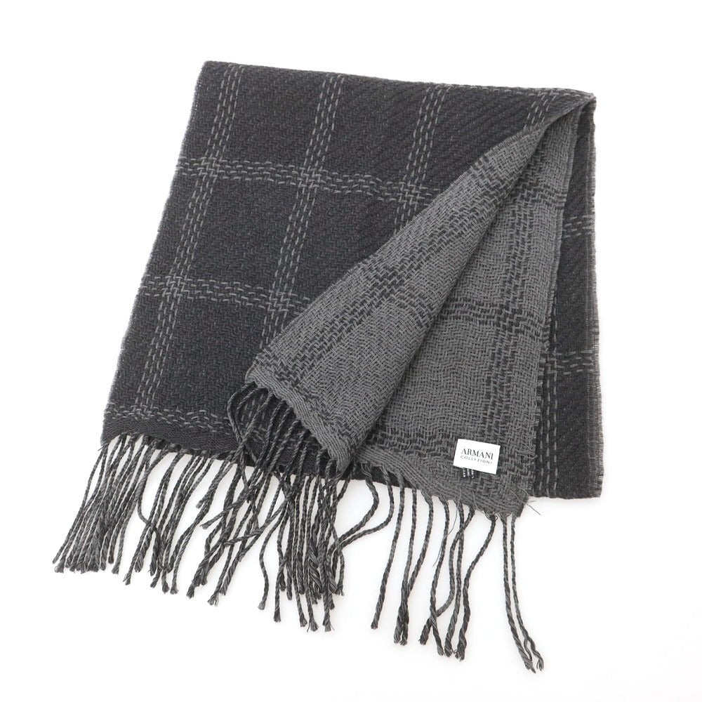 【中古】アルマーニ コレッツォーニ ARMANI COLLEZIONI ウール マフラー ダークグレー系【 状態ランクB 】【 メンズ 】 [BPD]