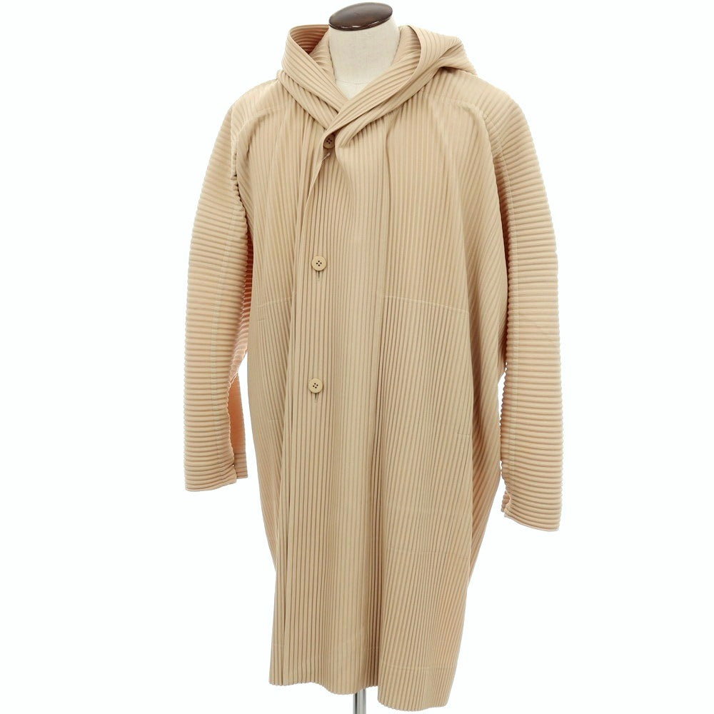 【中古】オム プリッセ イッセイミヤケ HOMME PLISSE ISSEY MIYAKE 2025年秋冬 ポリエステル系 プリーツ フーデッドコート ベージュ【サイズ表記なし（L位）】【 状態ランクA 】【 メンズ 】