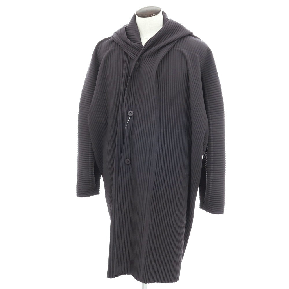 【中古】オム プリッセ イッセイミヤケ HOMME PLISSE ISSEY MIYAKE 2025年秋冬 ポリエステル系 プリーツ フーデッドコート グレーネイビー【サイズ表記なし（L位）】【 状態ランクA 】【 メンズ 】