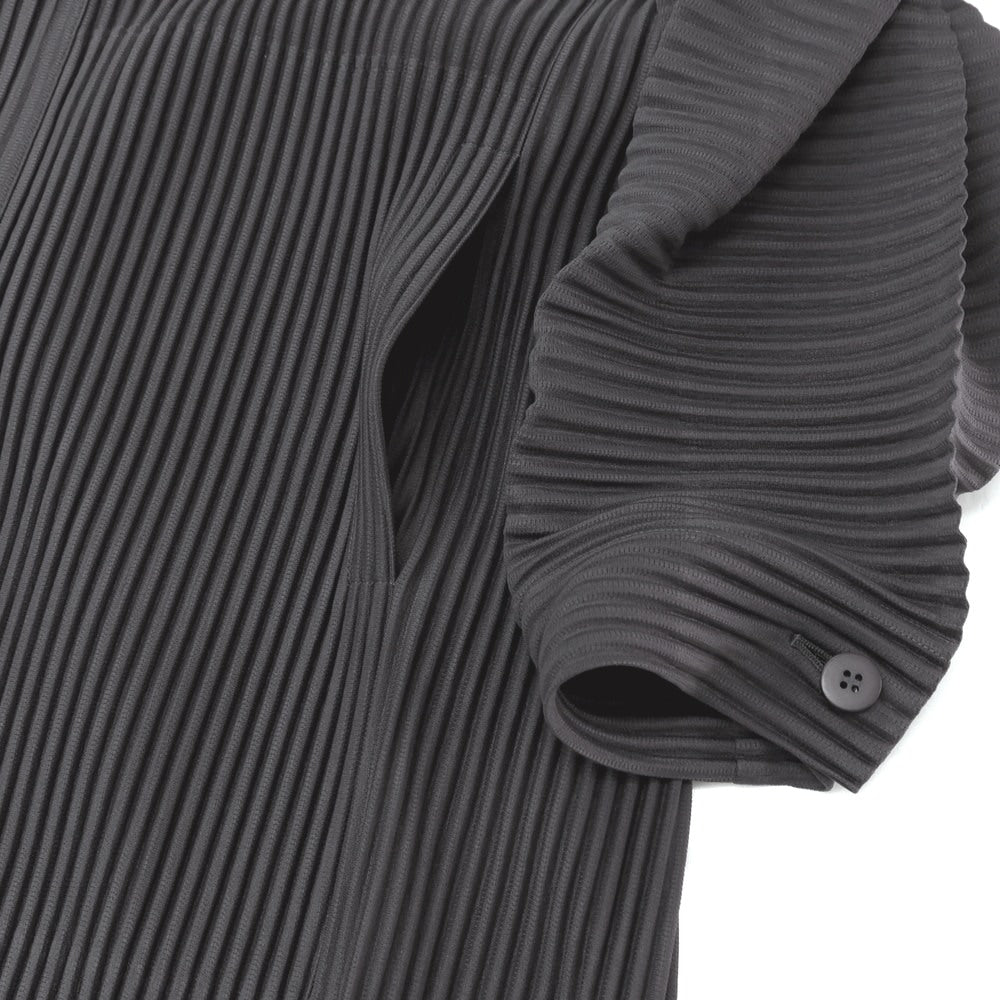 【中古】オム プリッセ イッセイミヤケ HOMME PLISSE ISSEY MIYAKE 2025年秋冬 ポリエステル系 プリーツ フーデッドコート グレーネイビー【サイズ表記なし（L位）】【 状態ランクA 】【 メンズ 】