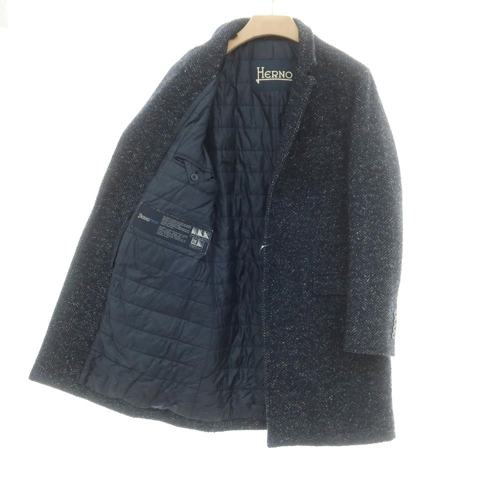 【中古】ヘルノ Herno ウール チェスターフィールドコート ネイビー【 表記なし（M位） 】【 状態ランクC 】【 メンズ 】