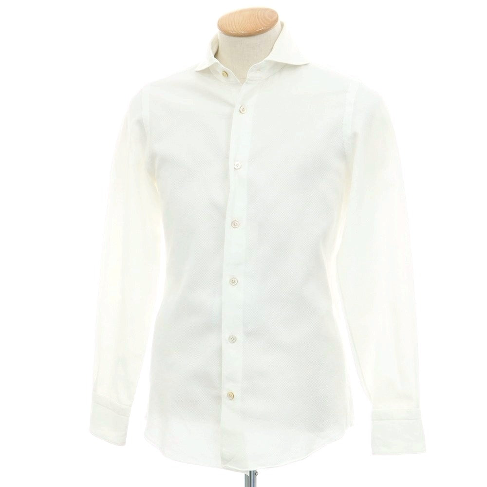 【中古】フィナモレ Finamore コットン ホリゾンタルカラー カジュアルシャツ ホワイト【 S 】【 状態ランクC 】【 メンズ 】