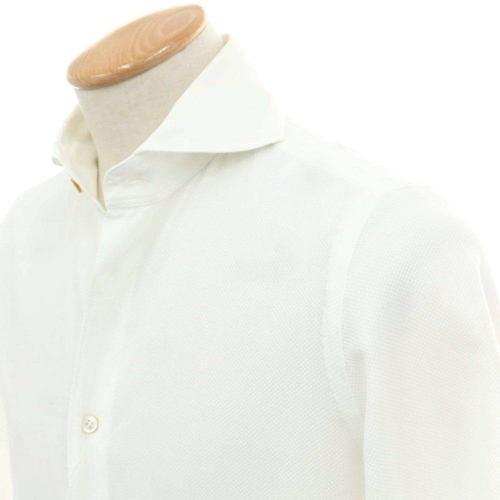 【中古】フィナモレ Finamore コットン ホリゾンタルカラー カジュアルシャツ ホワイト【 S 】【 状態ランクC 】【 メンズ 】