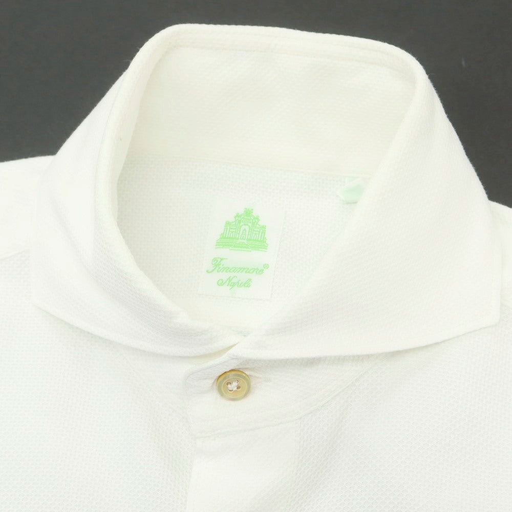 【中古】フィナモレ Finamore コットン ホリゾンタルカラー カジュアルシャツ ホワイト【 S 】【 状態ランクC 】【 メンズ 】