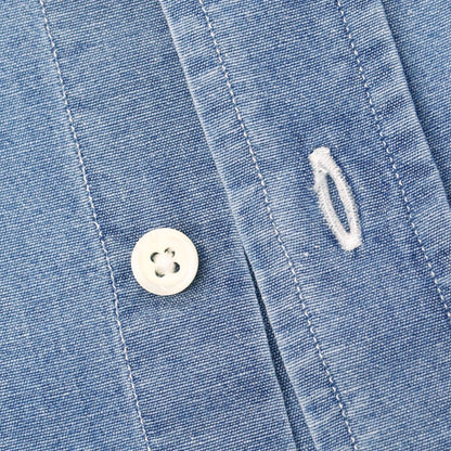 【中古】ボルゾネッラ BOLZONELLA コットン シャンブレー バンドカラー カジュアルシャツ ブルー【 38 】【 状態ランクC 】【 メンズ 】