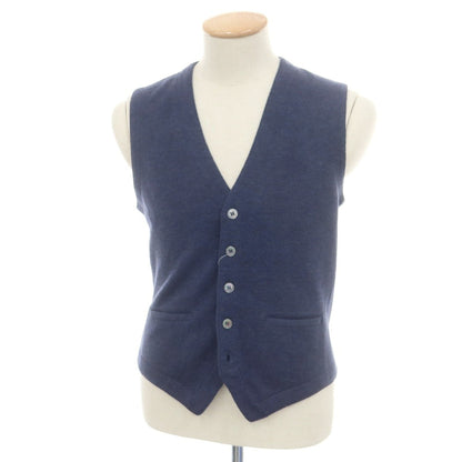 【中古】グランサッソ GRAN SASSO ハイゲージ ウール ジレ ニットベスト ネイビー【 44 】【 状態ランクB 】【 メンズ 】