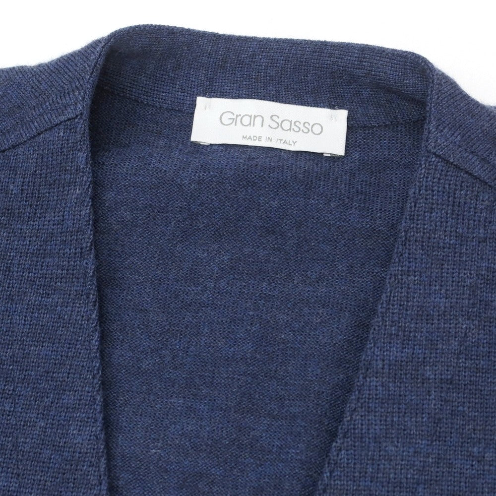 【中古】グランサッソ GRAN SASSO ハイゲージ ウール ジレ ニットベスト ネイビー【 44 】【 状態ランクB 】【 メンズ 】