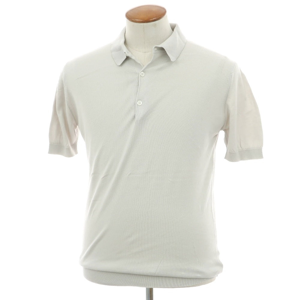 【中古】ジョンスメドレー JOHN SMEDLEY ハイゲージ シーアイランドコットン 半袖 ポロニット ライトグレー系【サイズM】【 状態ランクB 】【 メンズ 】