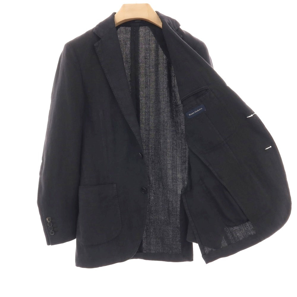 【中古】ラルディーニ LARDINI ストレッチ コットンラミーリネン ヘリンボーン 3B テーラードジャケット ブラック【サイズ44】【 状態ランクB 】【 メンズ 】