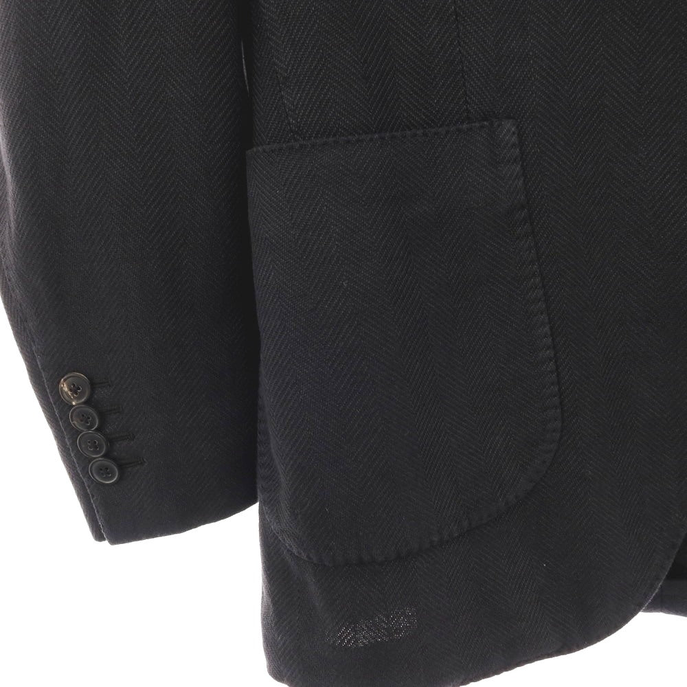 【中古】ラルディーニ LARDINI ストレッチ コットンラミーリネン ヘリンボーン 3B テーラードジャケット ブラック【サイズ44】【 状態ランクB 】【 メンズ 】