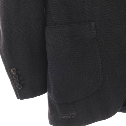 【中古】ラルディーニ LARDINI ストレッチ コットンラミーリネン ヘリンボーン 3B テーラードジャケット ブラック【サイズ44】【 状態ランクB 】【 メンズ 】