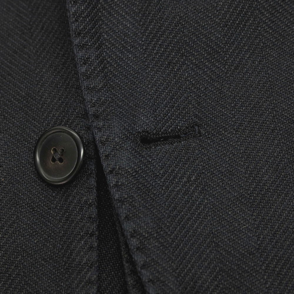 【中古】ラルディーニ LARDINI ストレッチ コットンラミーリネン ヘリンボーン 3B テーラードジャケット ブラック【サイズ44】【 状態ランクB 】【 メンズ 】