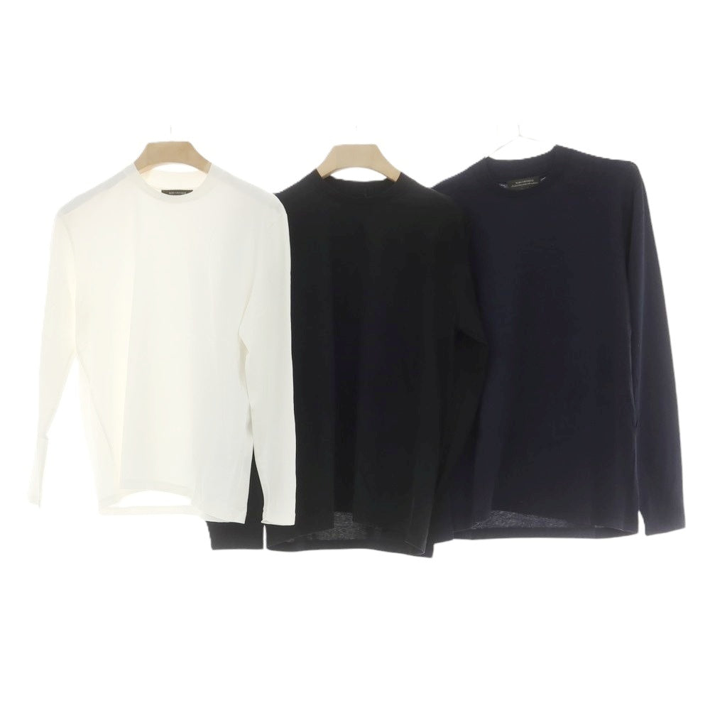 【中古】ナノユニバース nano universe 3枚セット コットン クルーネック 長袖Ｔシャツ ブラック/ネイビー/ホワイト【 M 】【 状態ランクB 】【 メンズ 】