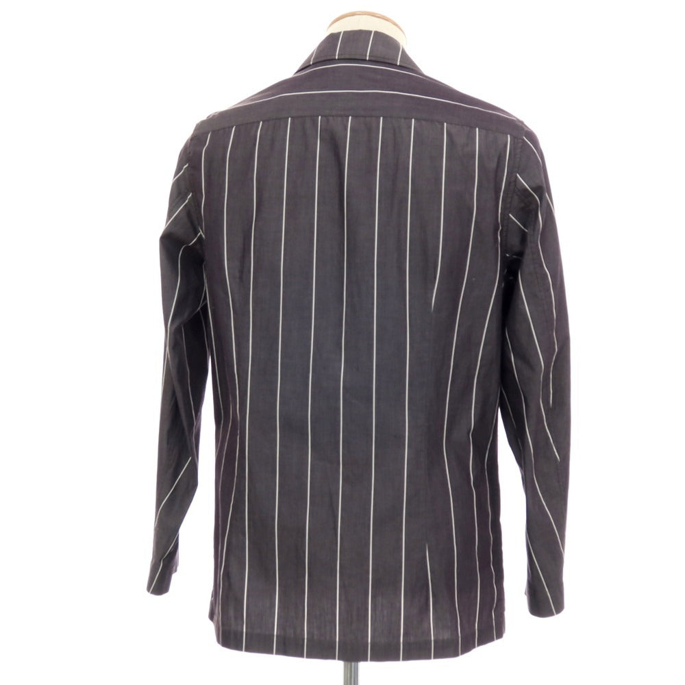 【中古】ラルディーニ LARDINI コットン ストライプ シャツジャケット ダークグレーxホワイト【サイズS】【 状態ランクB 】【 メンズ 】