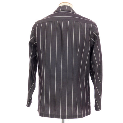 【中古】ラルディーニ LARDINI コットン ストライプ シャツジャケット ダークグレーxホワイト【サイズS】【 状態ランクB 】【 メンズ 】