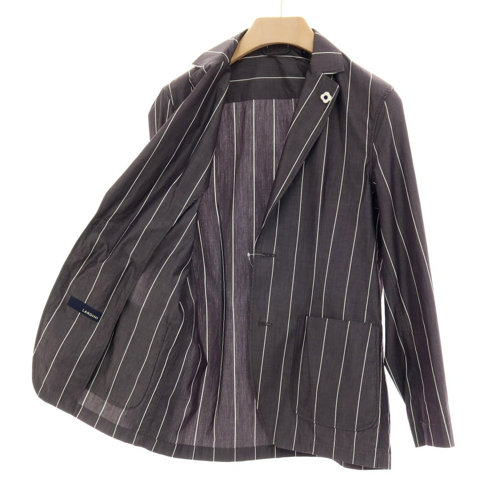【中古】ラルディーニ LARDINI コットン ストライプ シャツジャケット ダークグレーxホワイト【サイズS】【 状態ランクB 】【 メンズ 】