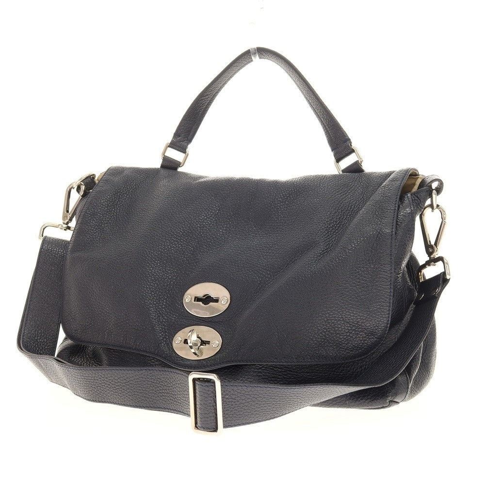 【中古】ザネラート ZANELLATO ポスティーナ シュリンクレザー 2WAY ショルダーバッグ ネイビー【 状態ランクC 】【 メンズ 】