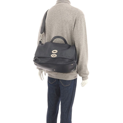 【SALE10%OFF/返品不可】【中古】ザネラート ZANELLATO ポスティーナ シュリンクレザー 2WAY ショルダーバッグ ネイビー【 状態ランクC 】【 メンズ 】